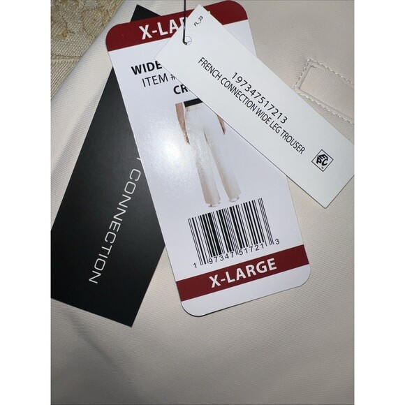 French Connection Women Wide Leg Trouser Color Cream XL Office Casual Preppy NWT - Picture 7 of 16